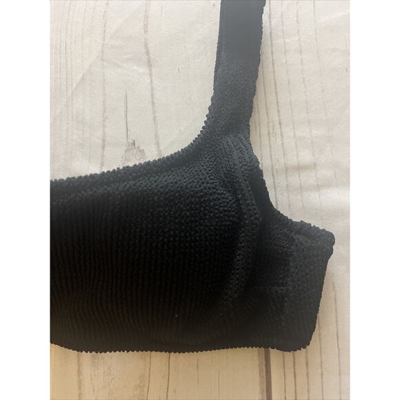 Shade & Shore One Shoulder Textured Bikini Top Black Women’s 32A New - Picture 4 of 6